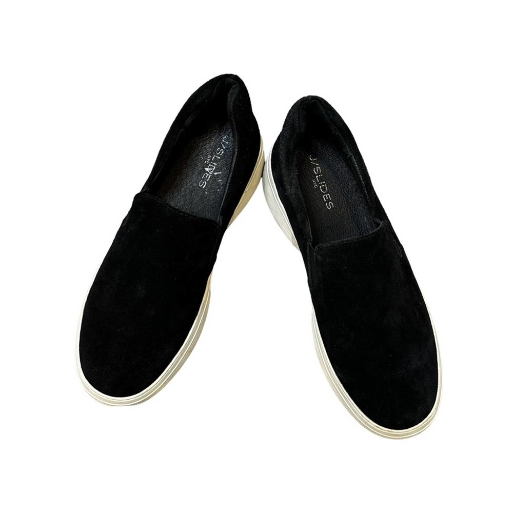 J/SLIDES Women's Platform Suede Shoes Black Size 9